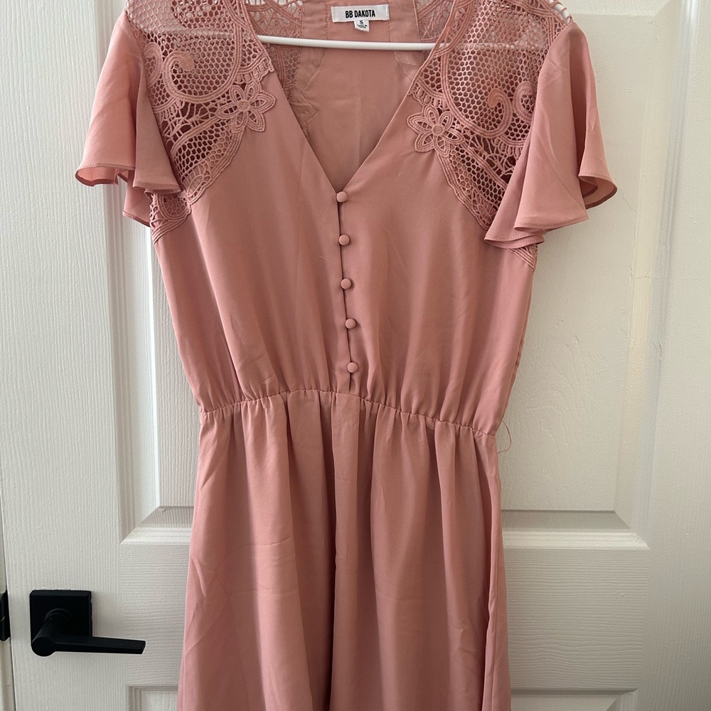 BB Dakota Women's Pink Lace Detail Dress